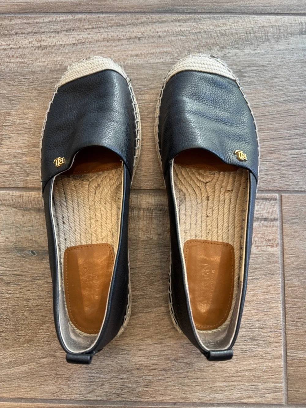 Ralph Lauren Black Leather Espadrille Slip-ons. Women’s size 9 - Picture 6 of 11